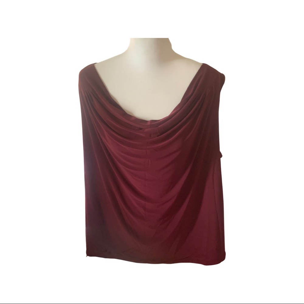 AVENUE BURGUNDY COWL NECK SLEEVELESS TOP SZ 22/24